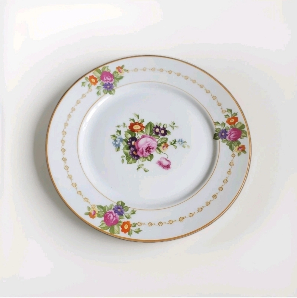 Antique Rosenthal Selb Bavaria Early 1900s Floral Gold Trim Salad Plate 7.5"